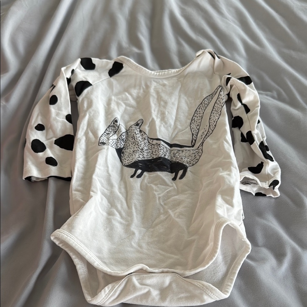 Kids' White and Black Fox Print Shirt